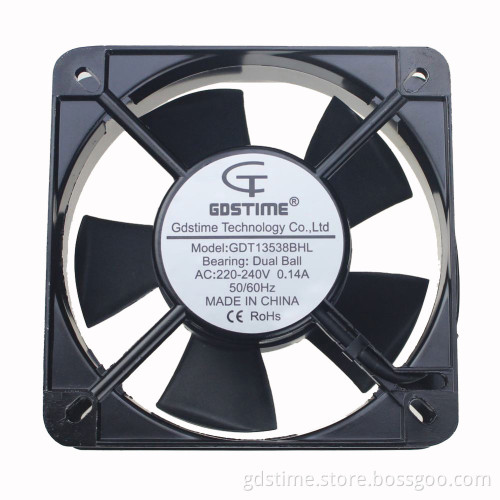 135mm x 38mm 13538 5.4 Inch Sleeve Ball AC Cooling Fans For Cabinets